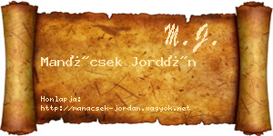 Manácsek Jordán névjegykártya